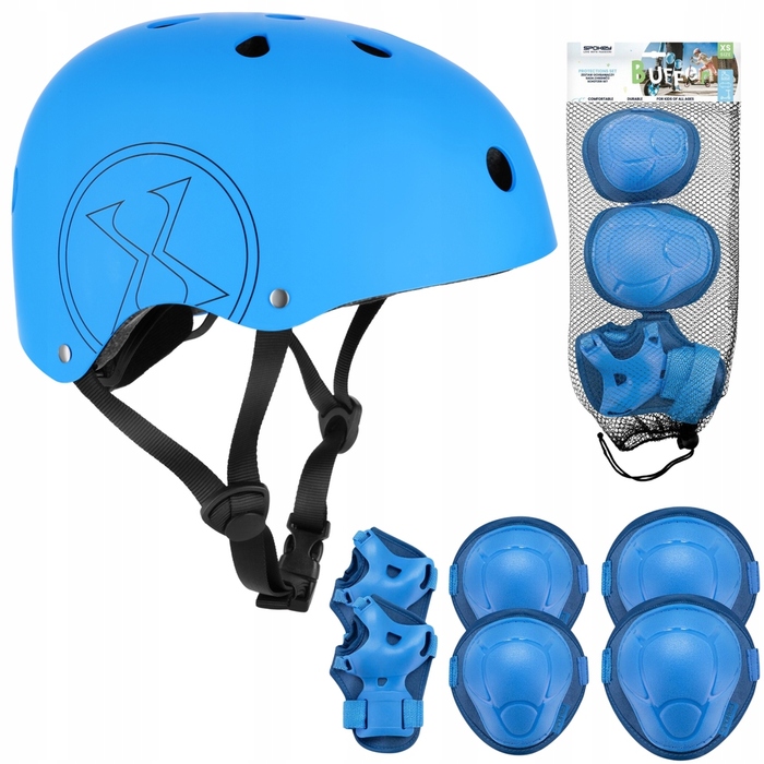 Дитячий велосипедний шолом з регулюванням та комплект захисту для скейтбордингу, розмір XS