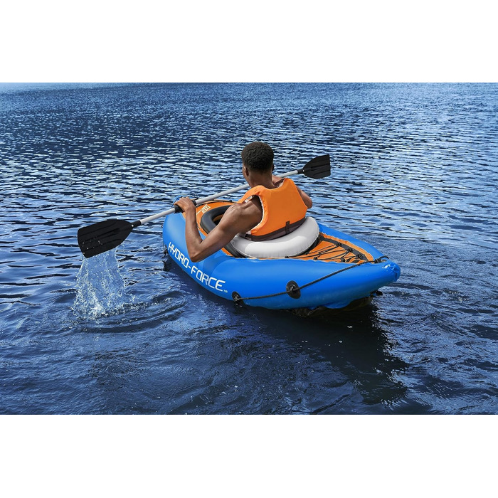 Надувний каяк Hydro-Force Cove Champion для 1 особи, з ручним насосом, веслом та сумкою, синій