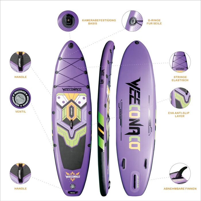 Надувний SUP Борд (Stand Up Paddle Board) для веслування, комплект з сидінням для каяка, 320x82x15.5 см, вантажопідйомність до 170 кг, насос, весло та страховка в комплекті