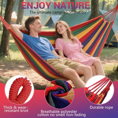 Гамак для кемпінгу NXPZ Outdoor, 200x150 см, подвійний, 250 кг, з сумкою, ременями та карабінами, для відпочинку на природі, вдома, на балконі