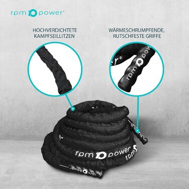 Ремін для силових тренувань RPM Power Battle Rope - 12 метрів (з анкером)