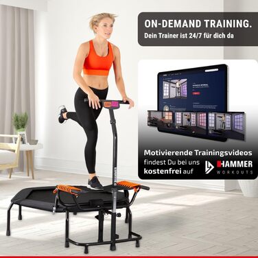 Фітнес-батут HAMMER JumpStep з гнучкою степ-платформою, регульованою ручкою, для інтенсивного тренування сідниць і ніг, запатентована технологія