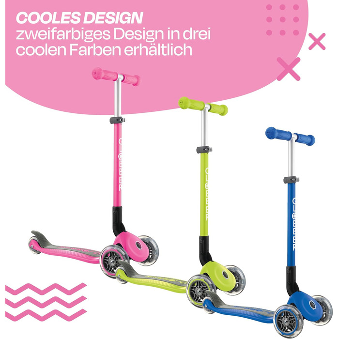 Дитячий триколісний самокат GLOBBER Primo Foldable, 120/80 мм, ABEC 5, складаний, регульована висота