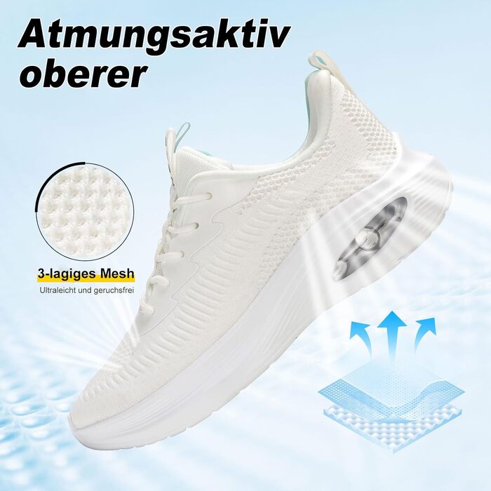 Жіночі кросівки ZYEN для широкої стопи, спортивні, дихаючі, легкі та зручні, для занять у спортзалі, білого кольору, розмір 36 EU