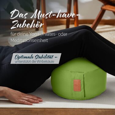 Йога-боулстер Rundes 30см x 15см | Знімний чохол | Наповнювач: органічна гречка (KBA) | Для Інь-йоги та медитації