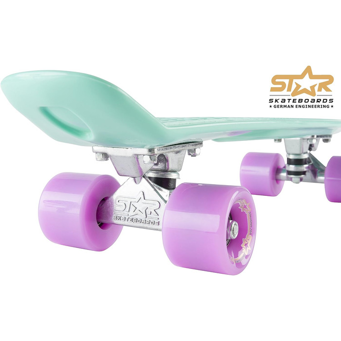 Скейтборд BIKESTAR Vintage Retro Cruiser 60 мм для дітей та дорослих, багатобарвний, для початківців від 6 років