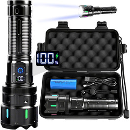 Ліхтар LED Vicloon, 500000 люмен, надпотужний, з регулюванням фокусу, 5 режимів, USB-C, водонепроникний IP53, для кемпінгу, туризму, надзвичайних ситуацій