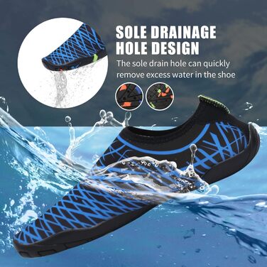 Водні черевики для жінок та чоловіків Tolaler: товсті, неслизькі, швидковисихаючі, міцні та довговічні для пляжу, подорожей та плавання (39 EU, B 03)