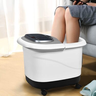Електрична ванночка для ніг RELAX4LIFE з масажем, нагрівом і душем, 35-48°C, таймер 10-60 хв, на коліщатках з гальмами, сіра