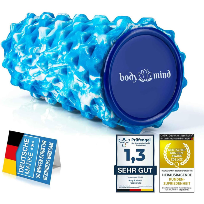 Масажний ролер Body & Mind для фітнесу, фасціальний ролик 33x14,5 см для спини, шиї, ніг і всіх м'язових груп