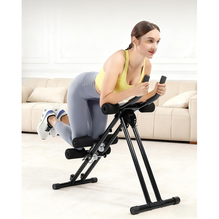 Тренування пресу вдома: Bauchmuskeltrainer - компактний складний тренажер для пресу, фітнес-обладнання для чоловіків та жінок (чорний)