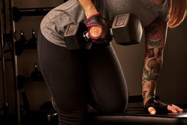 Важкі рукавички Harbinger Power для жінок з підтримкою зап'ястя та шкіряною долонею (1 пара), чорний (M, Merlot)