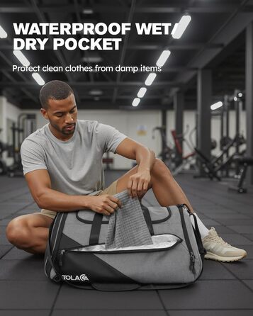 Спортивна сумка Tolaccea: велика містка сумка-рюкзак з відділенням для взуття та мокрих речей. Ідеальна для тренувань, подорожей, басейну, сауни, футболу (для чоловіків та жінок)
