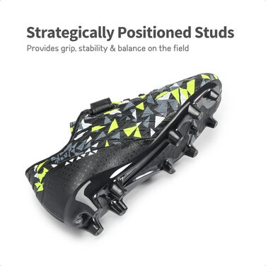 Дитячі футбольні бутси DREAM PAIRS для хлопчиків та дівчаток. Зручні, дихаючі футбольні кросівки для залу та вулиці. Розмір 28.5 EU, чорний/неонові зелений.