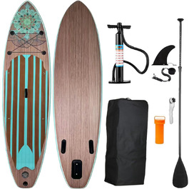 Надувна SUP-дошка MEKETUM 320x80x15 см, до 150 кг, комплект з веслом, насосом та аксесуарами для початківців і дітей, стійка для йоги, риболовлі, моря, літнього відпочинку, легка, стиль Мінтове дерево