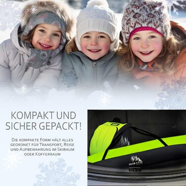 Набір дитячих лиж BambiniWelt 125 см: лижі, чохол для лиж та черевиків, рюкзак для лиж, чорний/рожевий