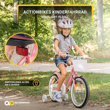 Дитячий велосипед Actionbikes Starlight 12/16/20 дюймів, V-Brake, для хлопчиків і дівчаток, з крилами, для дітей 2-9 років