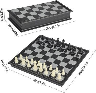 Складана магнітна шахова дошка Andux 2-в-1, шахи та шашки, модель CXYXQ-01 (M), розмір 20x20x2 см