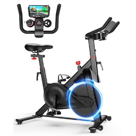 Магнітний велотренажер Lacuffy з AI-коучем та додатком, регульований опір, LCD-дисплей, до 136 кг, безшумний домашній ергометр