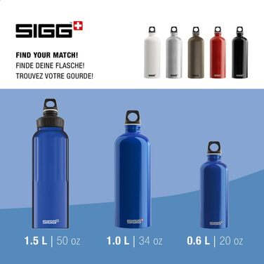 SIGG алюмінієва пляшка для води Traveller 1 л, легка, герметична, підходить для газованих напоїв, BPA-free, темно-синя, кліматично нейтральна