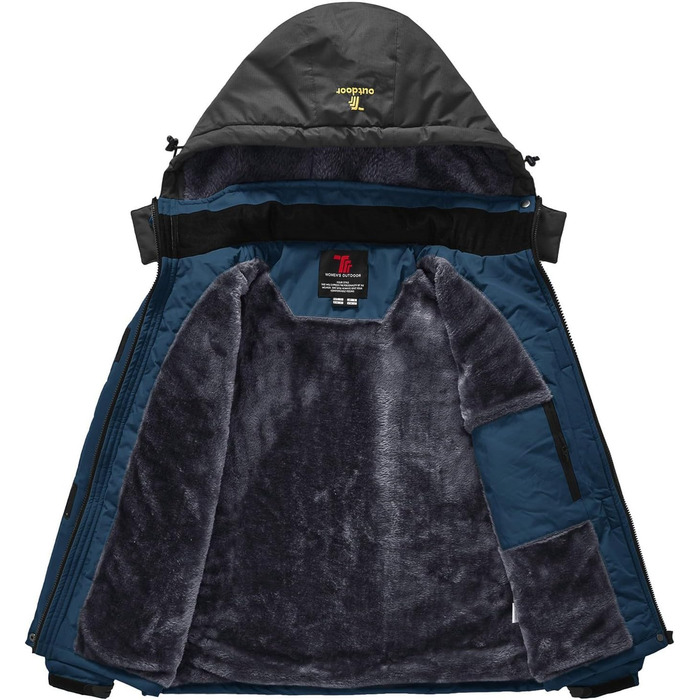 Зимова куртка Rdruko для жінок: водонепроникна, флісова, для сноуборду та лижного спорту, вітрозахисна, дихаюча (Джинсова блакитна, XXL)