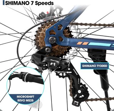 Гірський велосипед Hiland Fat Tire 24/26 дюймів для хлопчиків і дівчат, 7-ступеневий, дві дискові гальма, для пляжу та снігу