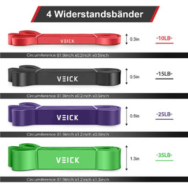 Фітнес гумки VEICK: набір еластичних стрічок для фітнесу, калістеніки та пілатесу (з антиковзним ремінцем)