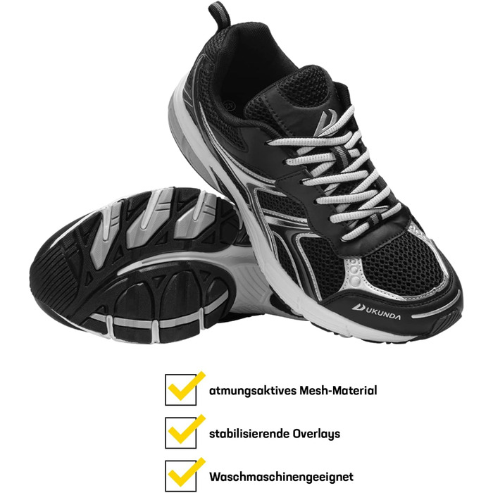 Чоловічі бігові кросівки Mombasa з дихаючого сітчастого матеріалу та зчепною підошвою. Білі (43 EU, Чорний)