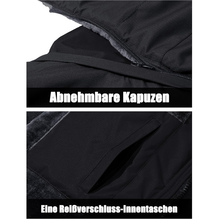 Чоловіча зимова куртка MAGCOMSEN з флісовою підкладкою, водонепроникна та вітронепроникна, тепла софтшел куртка для активного відпочинку з капюшоном, чорний/сірий колір