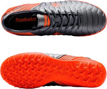 Дитячі футбольні бутси для хлопчиків та дівчаток FG/AG/TF - професійні, для тренувань та гри на траві (37 EU, сірий, помаранчевий)