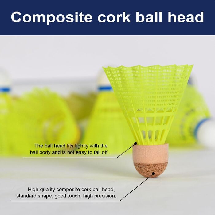 Флінтронік Бадмінтонні м'ячі, нейлонові, 12 шт. - для тренувань та гри в приміщенні та на вулиці