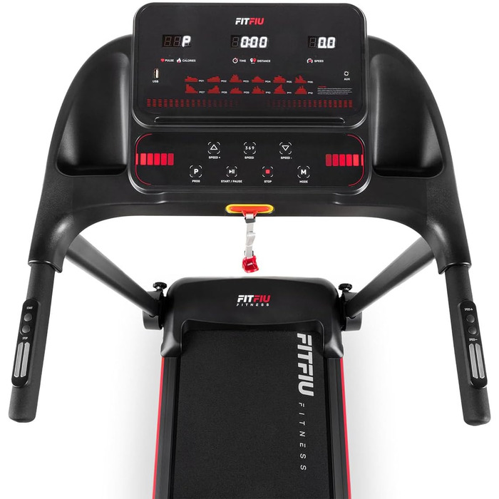 Біговий тренажер FITFIU MC-90 з мотором 2.0 HP, регулюванням швидкості до 14 км/год та нахилом 9%, з підключенням до Kinomap, Zwift та Fitime, динаміком та тримачем для планшета