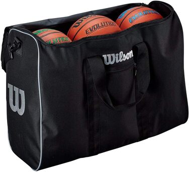 Сумка для м'ячів WILSON на 6 штук, чорна/срібляста, універсальна