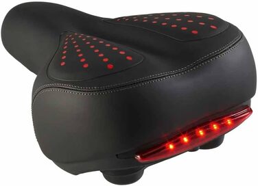 Велосипедне сідло EUROtops Gel з ліхтариком – комфортне сідло з гелевими подушками та двома пружинами, червоне світло безпеки, чорний колір, для чоловічих та жіночих велосипедів
