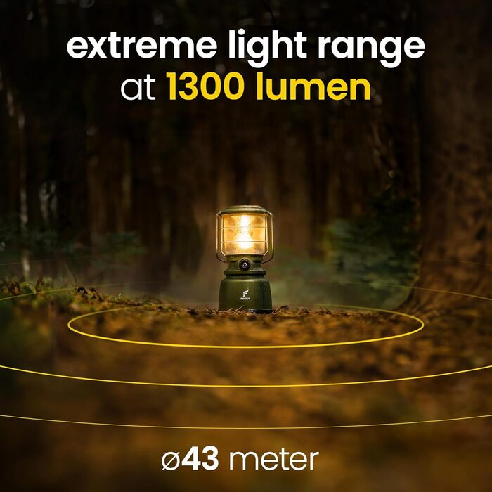 LED ліхтар на сонячній батареї BigBoy 1300 люмен: кемпінговий ліхтар, IP64, регульоване освітлення, тепле/холодне світло