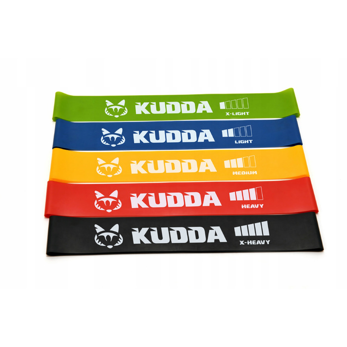 Набір фітнес-резинок KUDDA mini band, 30 см, 5 шт., опір 1-20 кг
