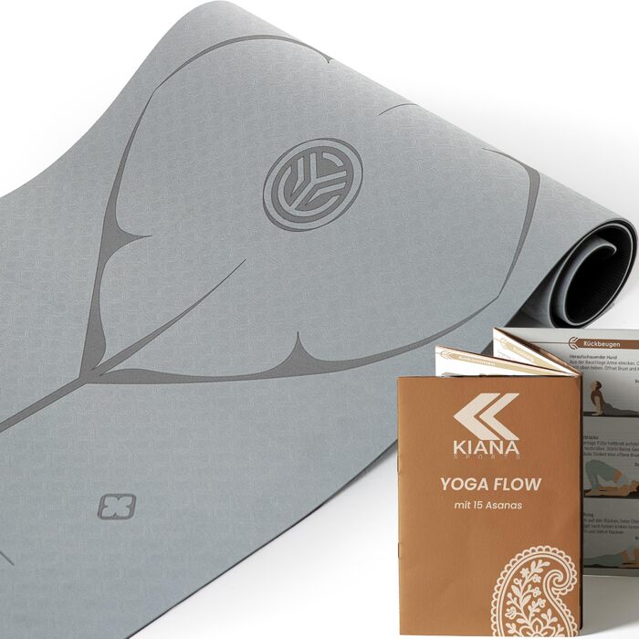 Килимок для йоги з нековзким покриттям 8 мм – сірий – для дому та студії