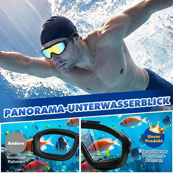 Окуляри для плавання FUSHI&MON дорослі, 2 шт: антифог, захист від протікання, UV-фільтр, дзеркальні лінзи (білі/рожеві, чорні/сині)