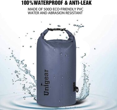 Водонепроникний мішок Unigear Dry Bag 30L (2L/5L/10L/20L доступні) - рюкзак, сумка для риболовлі, каякінгу, кемпінгу, сірого кольору