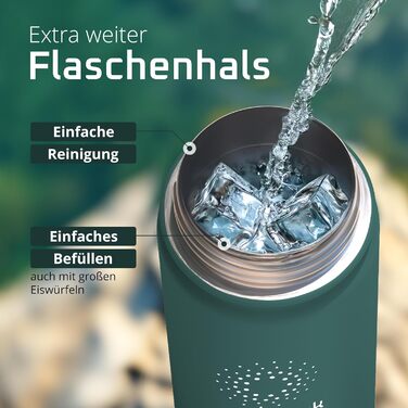 Фляга для води ACTIVE FLASK з нержавіючої сталі + соломинка (3 кришки) BPA-free, не протікає, підходить для газованої води - спортивна фляга, термофляга, ізотермос, для дітей, 680 мл, Темний Teal