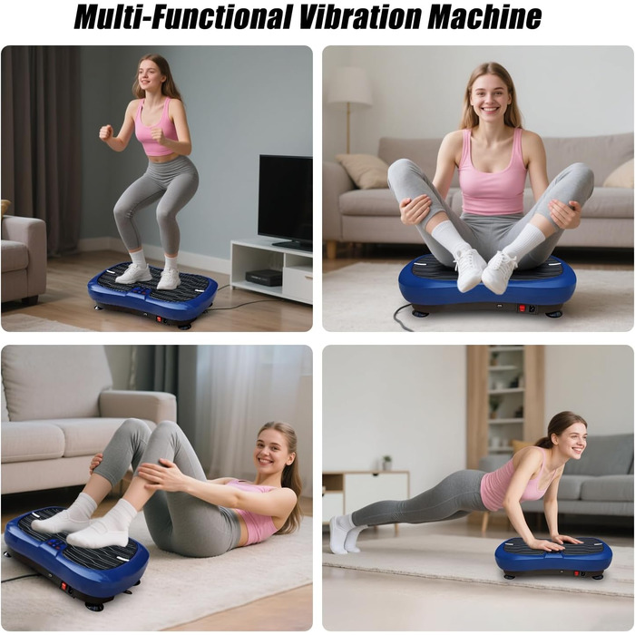 Віброплатформа для фітнесу Triclicks Ultra Slim з Bluetooth, пультом та гумовими петлями - 180 рівнів вібрації для домашніх тренувань