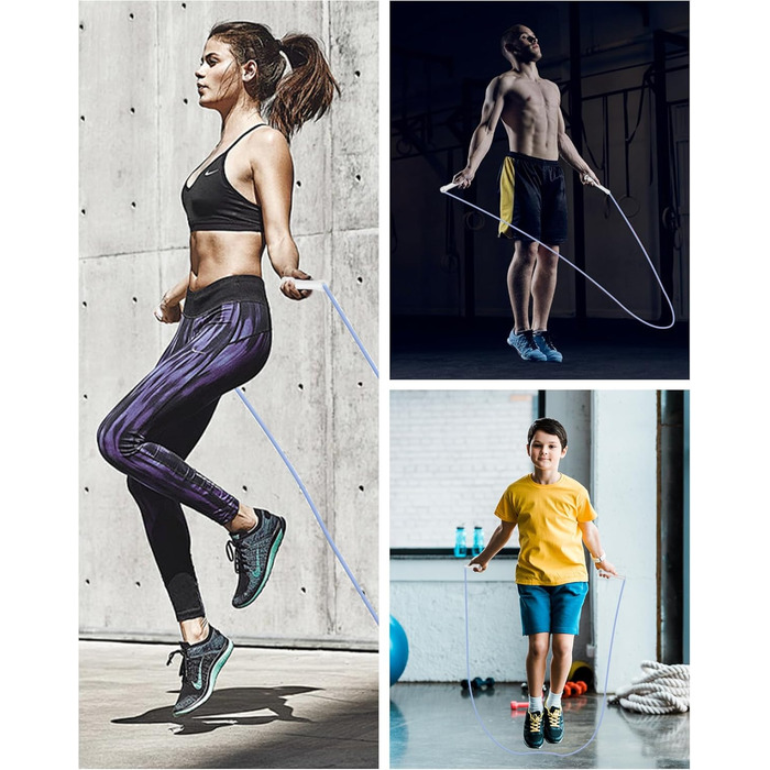 Стрибкове канат iMoebel Springseil Fitness 6 мм*3 м, ПВХ, регульований, з ABS-ручкою, для дітей та дорослих, бокс, схуднення, кросфіт (біло-блакитний)