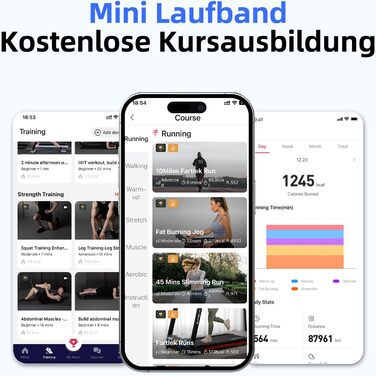 Бігова доріжка DeerRun Raceable для дому, 100 см, чорна, APP-керування, KI-супровід, мультиплеєр, навантаження до 159 кг, Walking Pad, сумісна з розумними годинниками