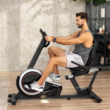 Велотренажер Hop-Sport Liegeergometer з LCD-дисплеєм, срібний - для дому, для літніх людей, витримує до 130 кг