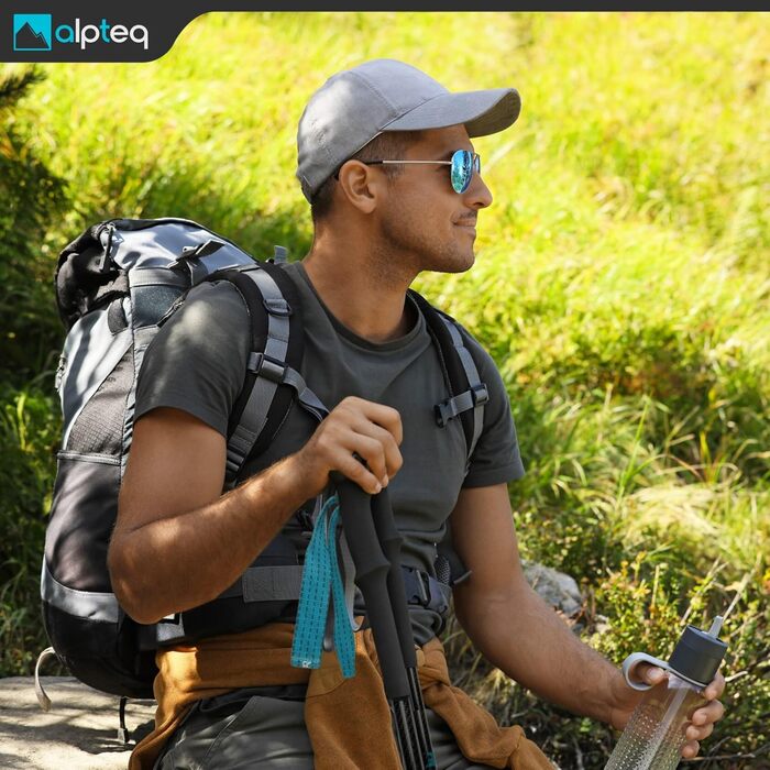 Телескопічні трекінгові палиці з карбону та алюмінію для скандинавської ходьби, регульовані 65–135 см, ергономічні, сині