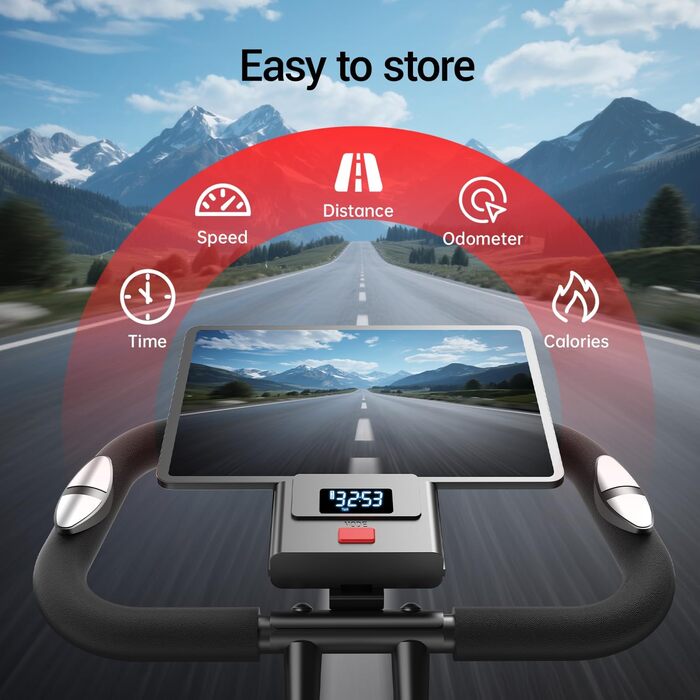Ергометр UMAY Hometrainer 5-в-1: Велотренажер складаний для дому, магнітний опір, пульсометр, LED-дисплей, до 136 кг, чорний