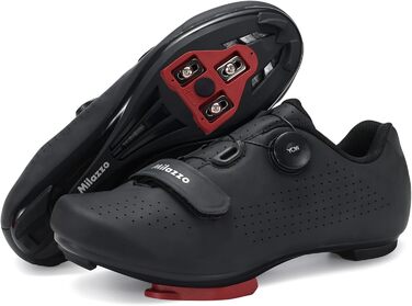 Чоловічі велотуфлі Milazzo для шосе, MTB та велотренажера – дихаючі, сумісні з SPD, SPD-SL, Look Delta, чорний, 45 EU
