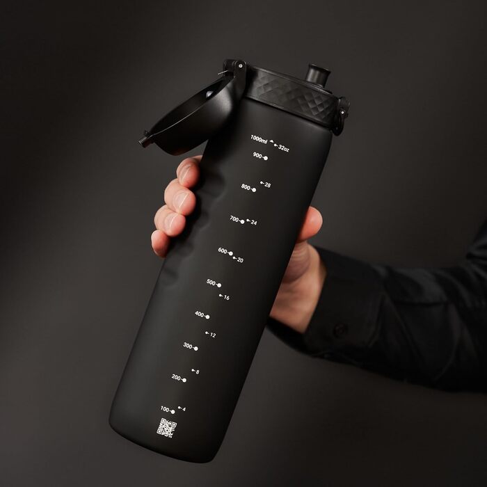 Пляшка для води Ion8 OneTouch 2.0, 1 літр, чорна, спортивна, герметична, BPA-free, з ручкою, для фітнесу, легка чистка