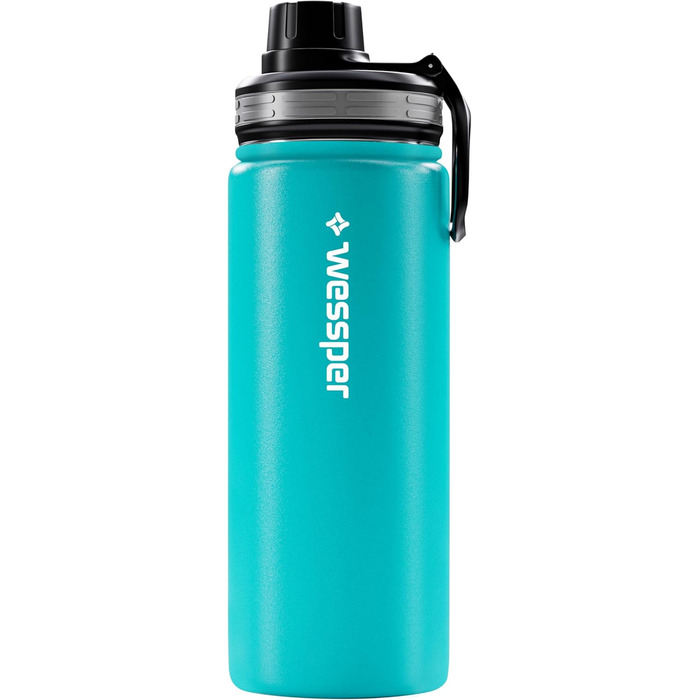 Термос пляшка Wessper 500 мл, нержавіюча сталь, герметична, BPA Free, 3 кришки, синя, для спорту, дітей і дорослих, кемпінг, велосипед, outdoor