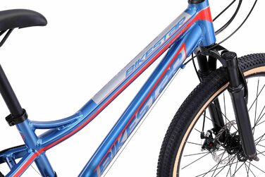 Гірський велосипед BIKESTAR алюмінієвий 24 дюйми для дітей 9-14 років, 21-швидкісна Shimano, дискові гальма, амортизаційна вилка